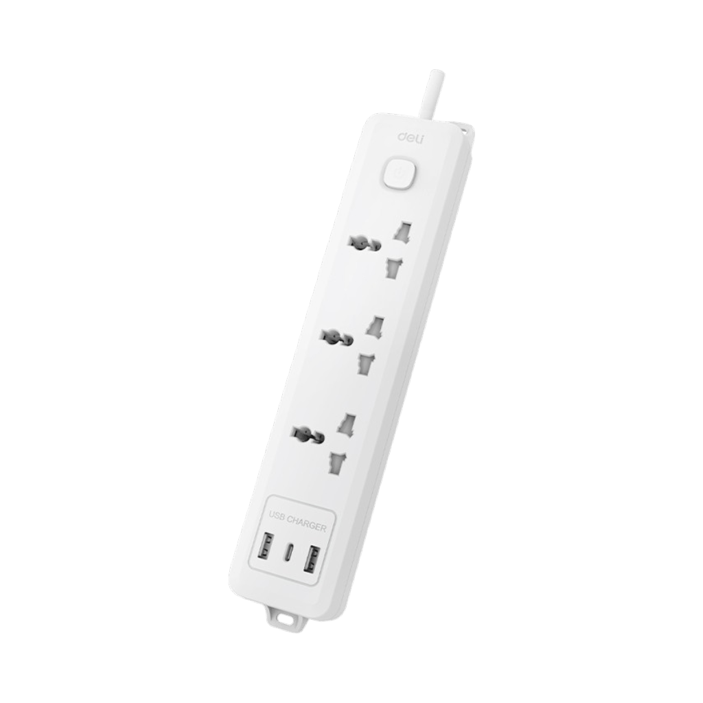 3 WAY UNIVERSAL SOCKET AND USB POWER STRIP