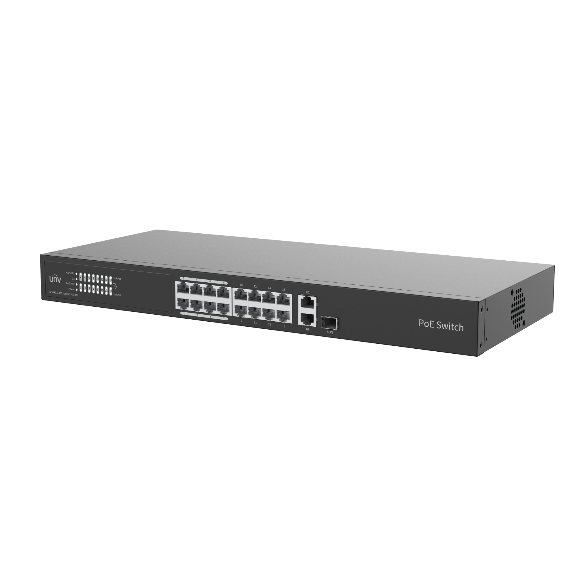 16 Port - 1U Rack Mount POE Switch